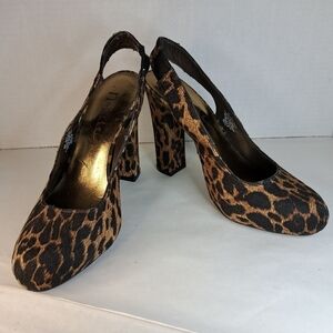Nicole Miller Animal Print Slingback Heels Women's Size 8